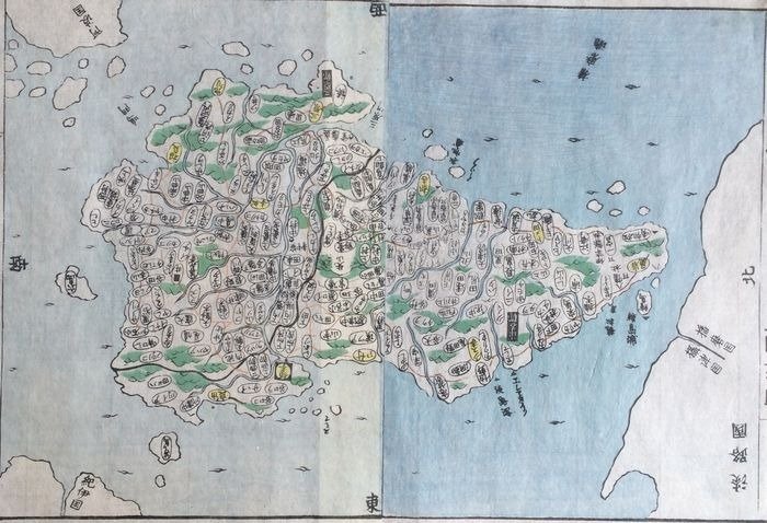 Azië, Kaart - Kaart van de provincie Awaji (淡路国, Awaji no kuni,); Ino Tadataka / Motonobu Aoo / Toshiro Eirakuua - Taken from Kokugun Zenzu / Atlas of Japan (De luxe version) - 1821-1850
