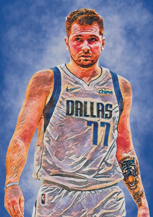 Dallas Mavericks - NBA - Luka Doncic - Dallas Mavericks Watercolor Style Edition Limited Edition 2/5 w/COA - 2023 Artwork 