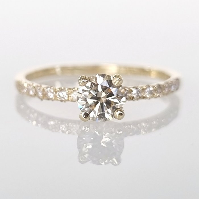 订婚戒指 - 14K包金 黄金 -  0.55 tw. 钻石  (天然) - 钻石 
