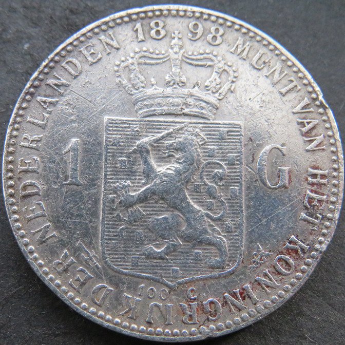 Netherlands. Wilhelmina (1890-1948). 1 Gulden 1898  (No Reserve Price)