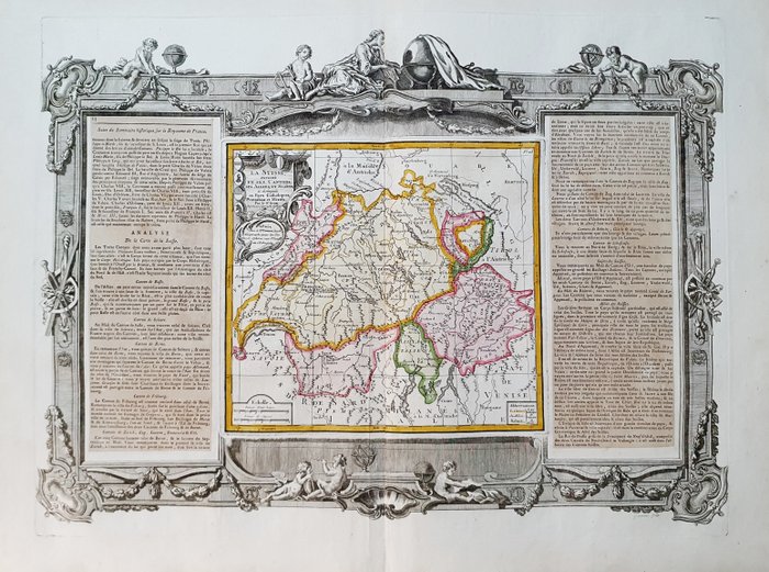 Ευρώπη, Χάρτης - Ζυρίχη / Ελβετία / Βασιλεία / Ελβετική Περιφέρεια; Desnos / Brion De la Tour - La Suisse divisee en ses Cantons - 1781-1800