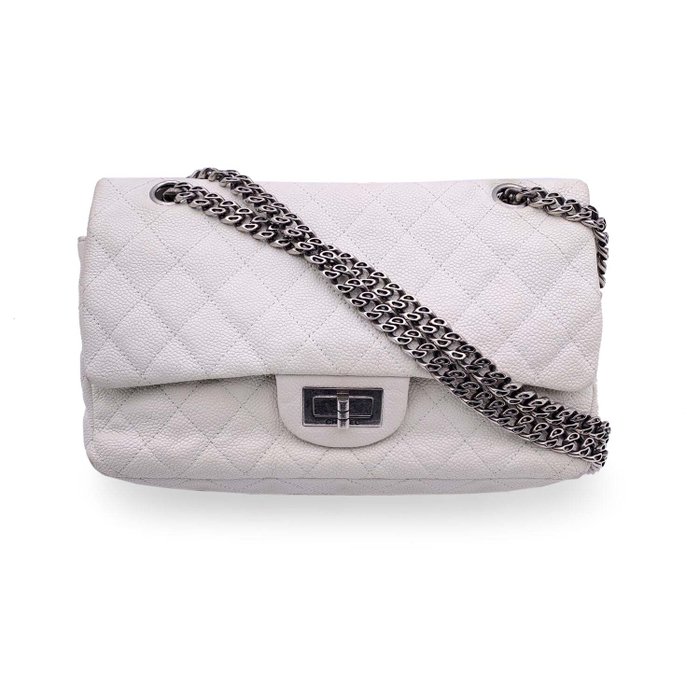 Chanel - White Leather Reissue 2.55 Double Flap 225 2000s - Geantă de umăr