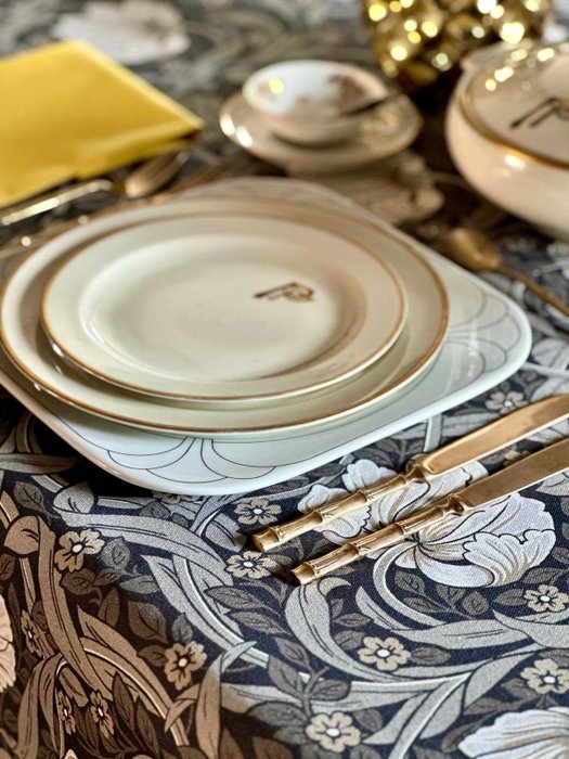 Toalha de mesa estampada estilo art déco para mesas grandes, estampa floral. 2,70 x 1,80 - Toalha de mesa  - 270 cm - 180 cm