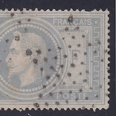Frankrijk 1869 – Empire Lauré, nr. 33, 5fr violetgrijs, gestempeld. Gesigneerde Kalveren. Mooi – Yvert