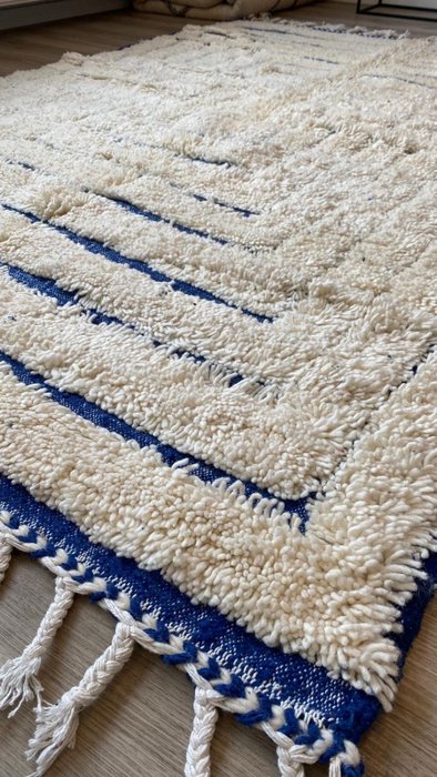 Handmade Blue/White - 阿特拉斯·贝尼·乌阿兰 柏柏尔人 - 小地毯 - 243 cm - 158 cm