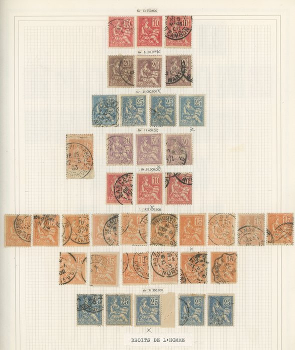 Ranska  - ARVOINTA +2800 - Seti moderneja semi-sävyjä, tuplasävyjä, valkoiset tyypit, mouchons, mouchons