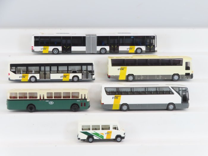 Busch, Rietze, Brekina 1:87 - o.a. 61287/60288/67288/62567 - Véhicules pour trains miniatures (6) - 6 bus belges