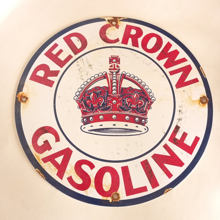 Red Crown Gasoline - Placa esmaltada - Esmalte, Metal