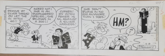 Bob Sagendorf - 1 tira diária original - Popeye: Let The Ol’ Witch Go!!