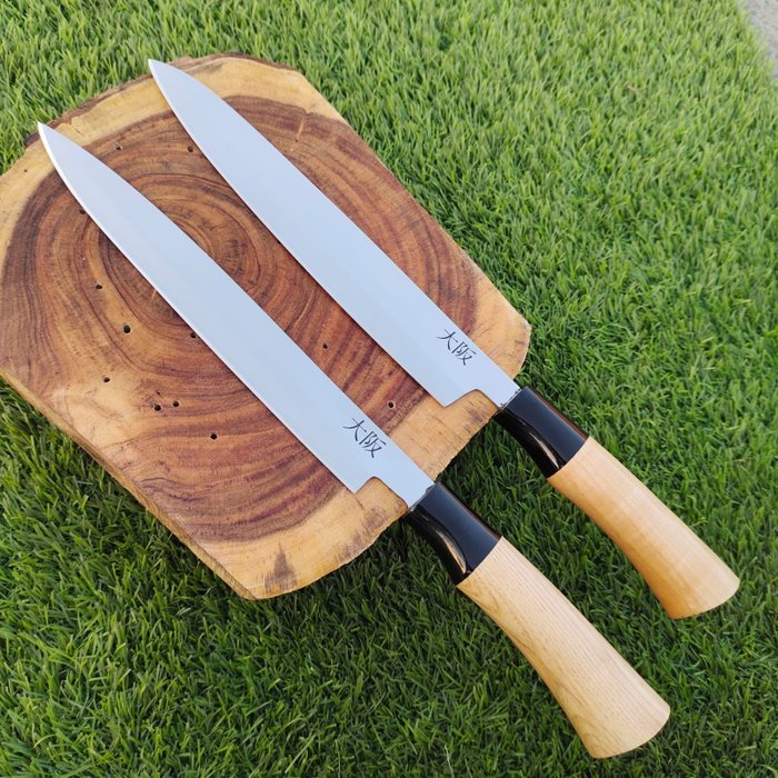 Kitchen knife - japanese professional Kitchen Burja Knife with Ash wood handle &Resin sheet. - Asia