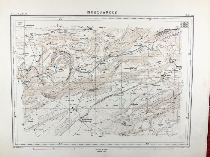 Europa, Mapa - Suiza / Montfaucon / Cantón del Jura; Heinrich Müllhaupt - Montfaucon - 1861-1880