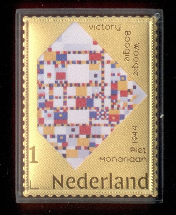 Pays-Bas 2020 - timbre doré Piet Mondriaan - Victoire Boogie Woogie en boîte avec certificat