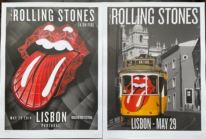 the rolling stones - The Rolling Stones - 14 on fire tour-lisbon 2x posters - 14 on fire tour-lisbon 2x posters