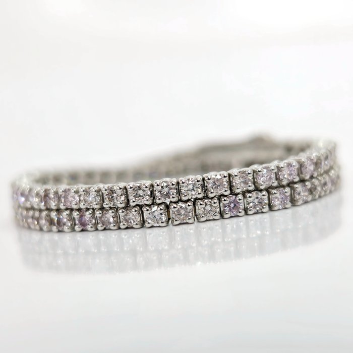 Ingen reservasjonspris - 2.30 ct Fancy Pink Diamond Tennis Bracelet - Armbånd - 14 karat Hvitt gull Diamant  (Naturlig) 