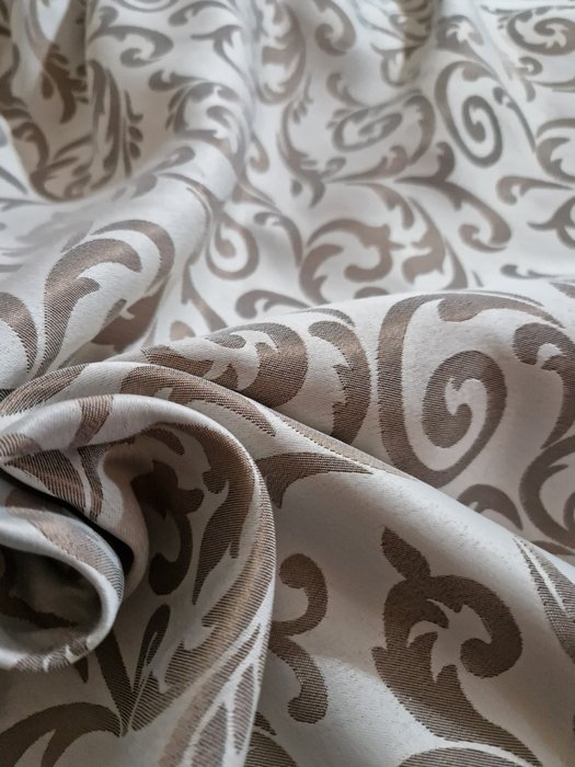 San leucio - San leucio - Preciosa tela damasco plateada y gris tórtola 600x150cm - Textil (2)