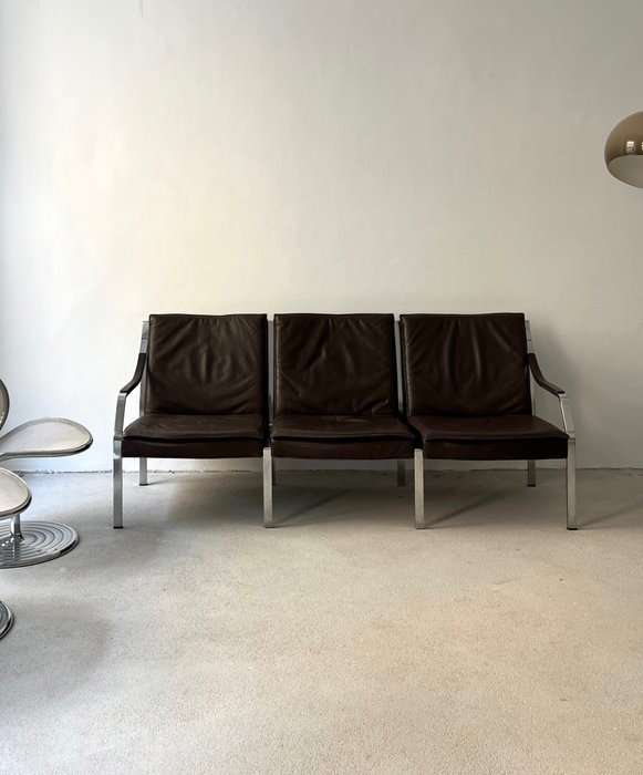Walter Knoll - Jorgen Kastholm, Preben Fabricius - Sofa - Art Collection - Leather, Steel (stainless)