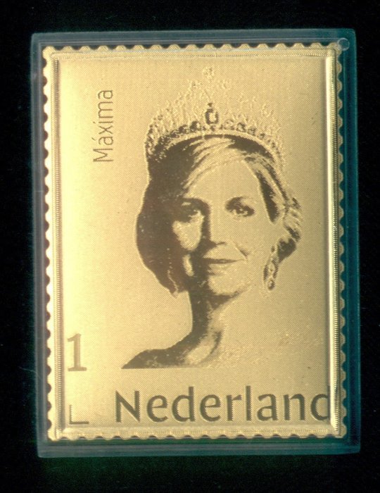 Holandia 2020 - złoty znaczek Królowa Maxima w pudełku