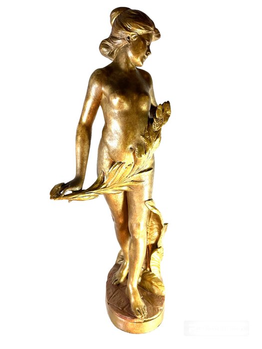 G.Marchi - Sculptură, Le printemps, nu de jeune femme - 63 cm - Marmură
