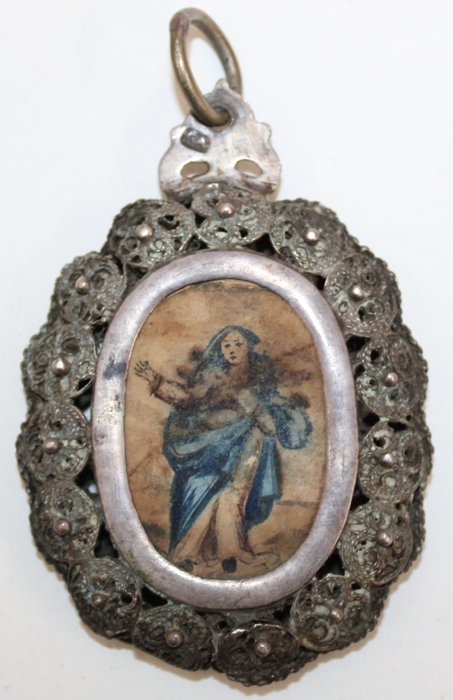 圣骨箱 - 银色和手绘壁纸 - 1700-1750年