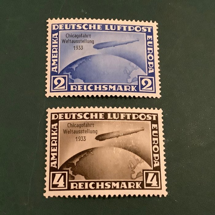 Det tyske keiserrike 1933 - 2 og 4 Mark Chicagofarth - Michel 497/498