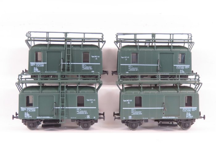 Rame Caténaire H0 - Godsvagn för modelltåg (4) - 4x Kontaktledningsreparationsvagn - SNCB