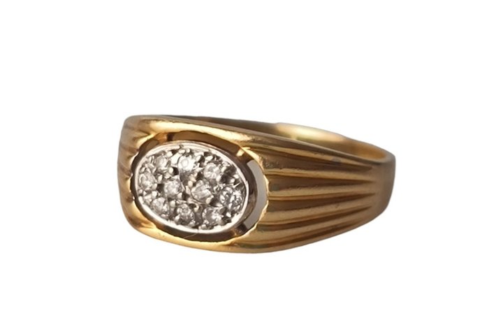 Gyűrű - 18 kt. Sárga arany Gyémánt  (Természetes) 