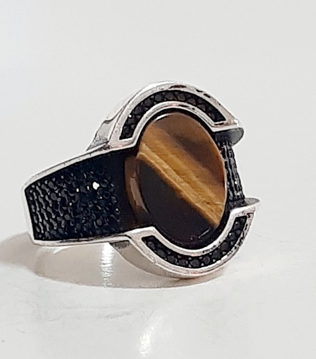 Nincs minimálár - Gyűrű Ezüst Macskaszem (Krizoberill) - Gyémánt 