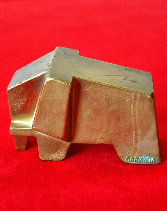Nicolas Carrega (1914-1992) - Schnitzerei, Éléphanteau - 4 cm - Vergoldete Bronze