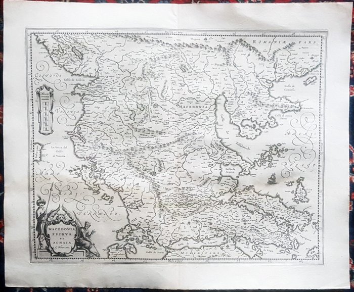 Europa, Mapa - Macedonia / Albania / Grecja; Joan Blaeu - Macedonia Epirus et Achaia - 1621-1650