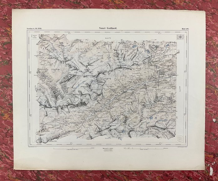 欧洲, 地图 - 瑞士 / 萨尼特圣哥达 / 圣哥达地块; Rudolf Leuzinger - Sanet Gotthard - 1861-1880