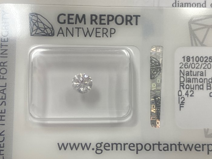 1 pcs Diamante - 0.42 ct - Rotund - F - I2, No reserve price