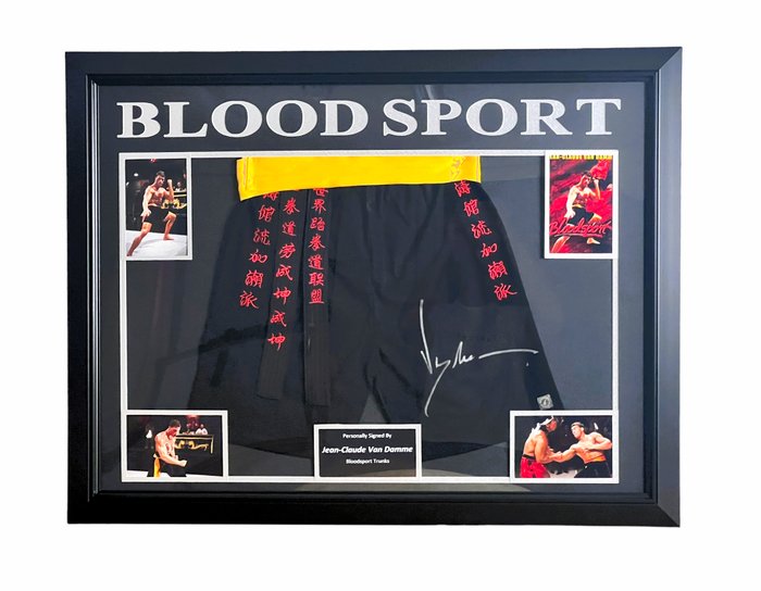 Bloodsport (1988) - Boxing Trunks, signed by Jean Claude Van Damme - in Framed Display, with COA/photoproof