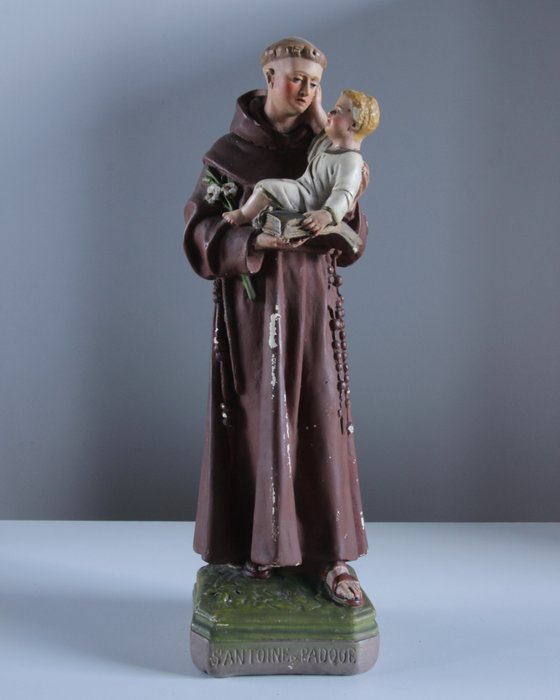 Figurine - Antonius van Padua met Jezus - Plâtre