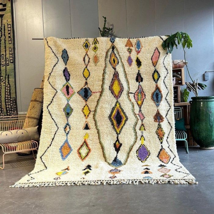 摩洛哥现代贝尼乌兰地毯 - 手工编织柏柏尔小地毯 - 凯利姆平织地毯 - 300 cm - 210 cm