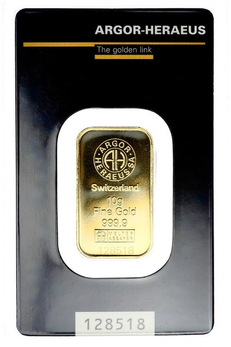 10 gram - Gull .999 - Argor - Forseglet og med sertifikat