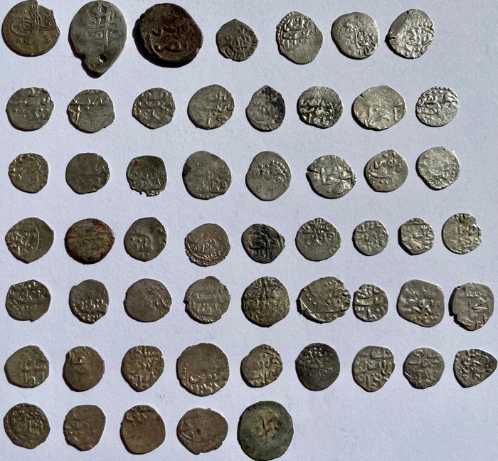 Osmanska riket. Mangır, Akçe, Para (55 coins) different mints. (16th-17th century AD)  (Utan reservationspris)
