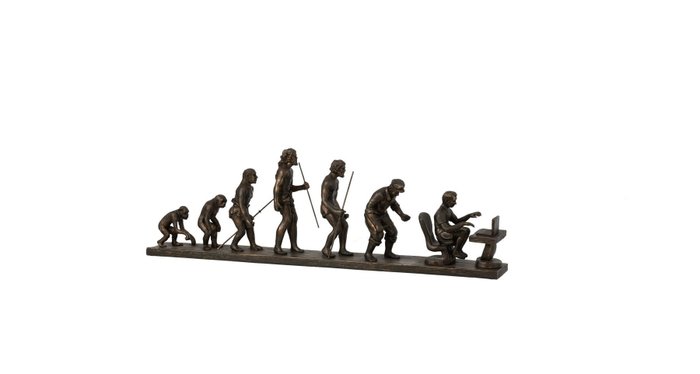 Statue, XL Evolution of Mankind 68cm - 21.5 cm - Harpiks - 2024
