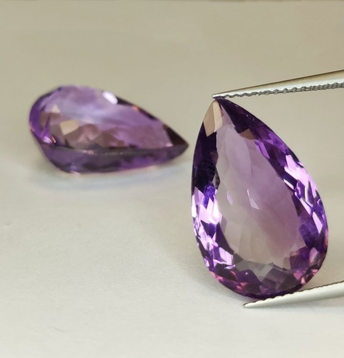2 pcs  紫水晶 - 27.82 ct