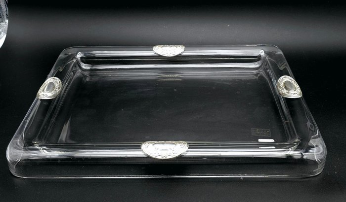 Cristalleria C.E.V - Serviertablett - groß und schwer - .925 Silber, Kristall