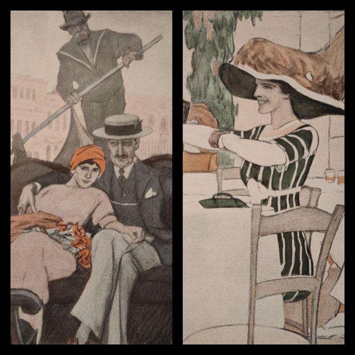 Marcello Dudovich (1878-1962) - n. 2 originals chromo Litho Art Nouveau (1910):  Venice Liberty