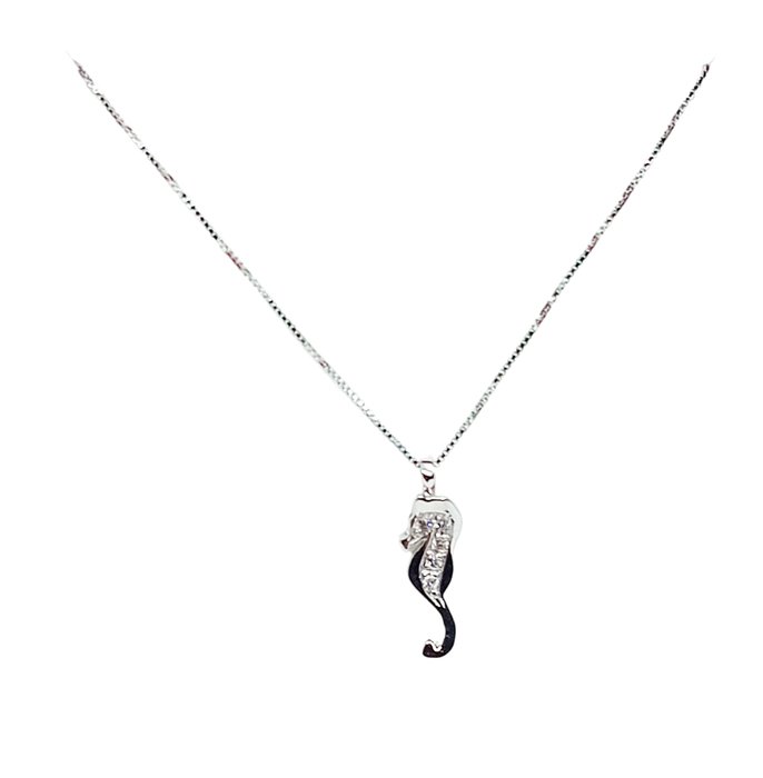 No Reserve Price - Necklace with pendant - 18 kt. White gold -  0.03 tw. Diamond 