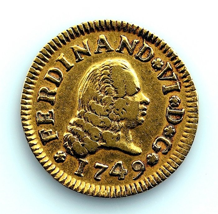 Spagna. Fernando VI (1746-1759). 1/2 Escudo - 1749 JB - Madrid.