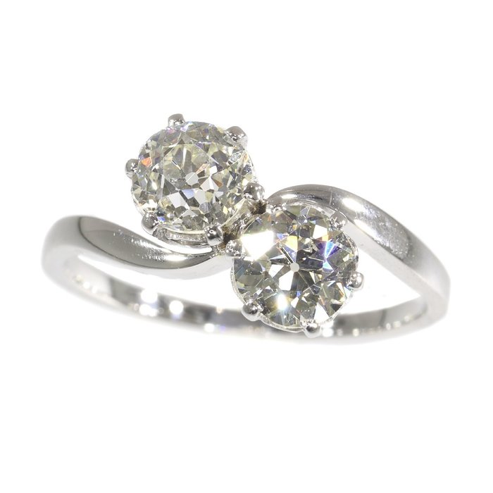Art Deco/ Belle Époque anno 1900 - Ring - 14 karat Hvidguld -  1.87 tw. Diamant  (Natur) 