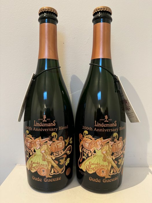 Lindemans - Oude Gueuze Cuvée Francisca 200-årsjubileumsblandning i begränsad upplaga - 75 cl -  2 flaskor 