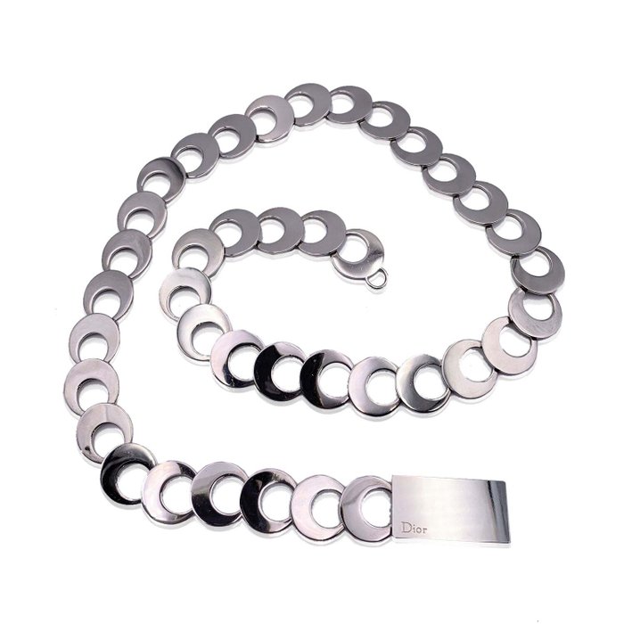 Christian Dior - Vintage Silver Metal Chain Belt or Necklace - Belte