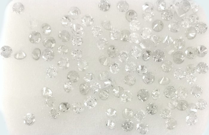 107 pcs 钻石 - 1.02 ct - 圆形 - *no reserve* F to I Diamonds - I1-I3