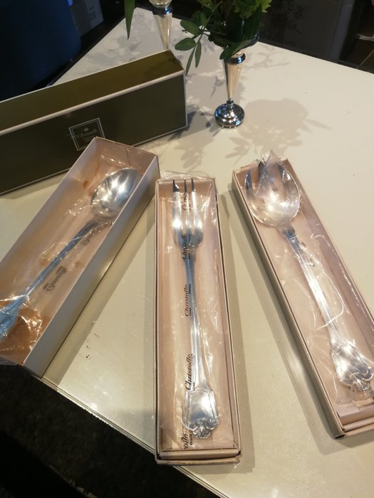 Christofle - Large Serving fork & spoon - Salatbesteck (3) - Versilbert - 1990-2000