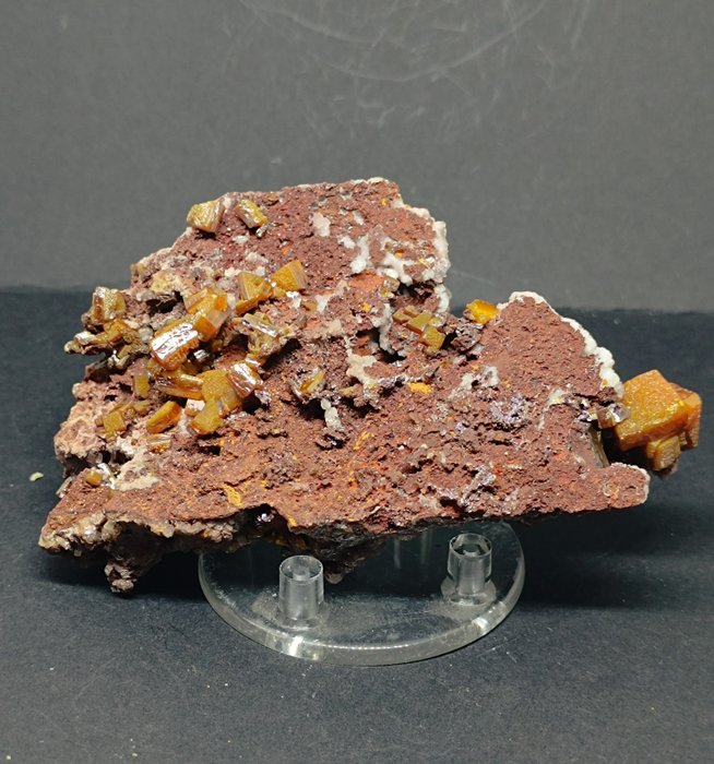 Wulfenit Krystaller i indlejring - Høyde: 35 mm - Bredde: 95 mm- 120 g
