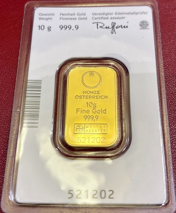 10 gram - Gull .999 - Forseglet og med sertifikat