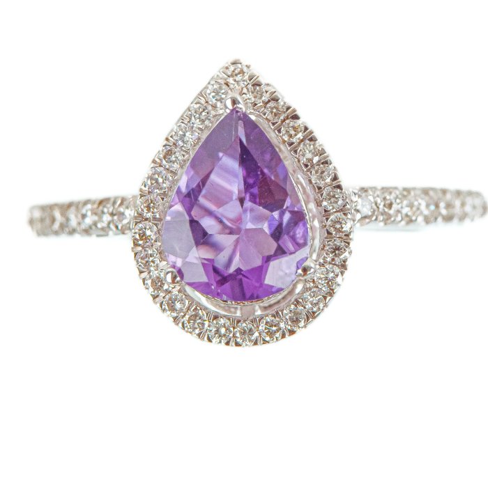 No Reserve Price - Ring - 14 kt. Yellow gold -  0.97ct. tw. Amethyst - Diamond